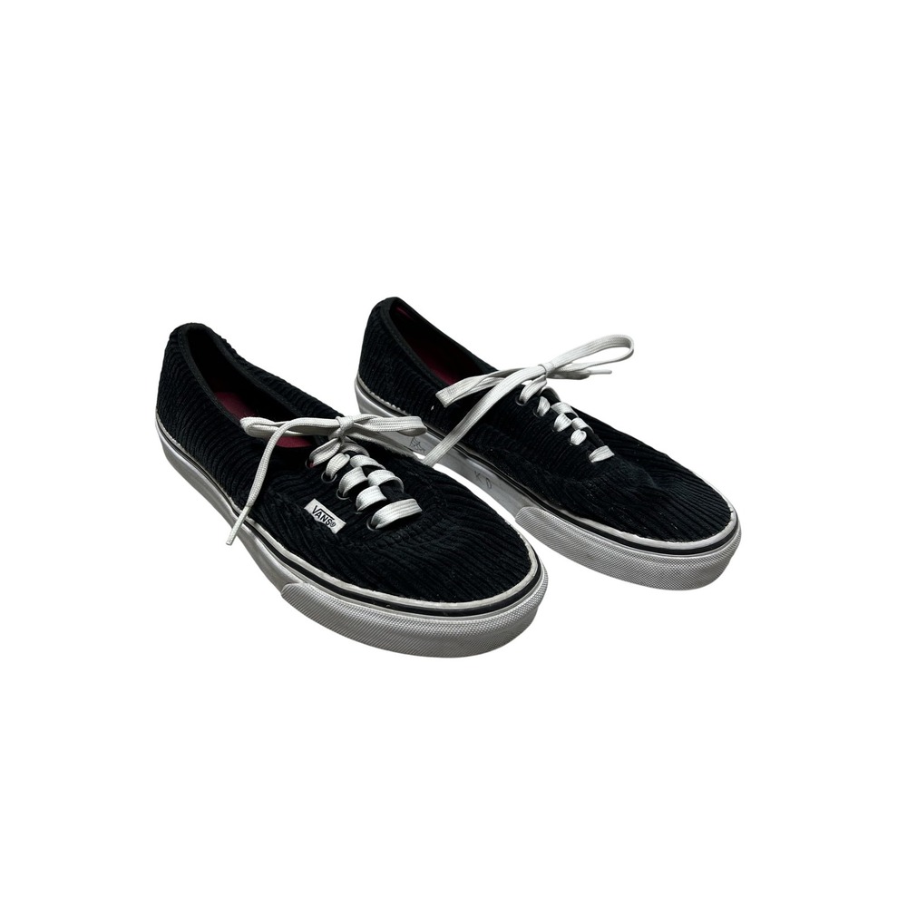 Vans Authentic Shoes‎ Mens 7 Women 8.5 Black Corduroy Custom Skate Sneakers